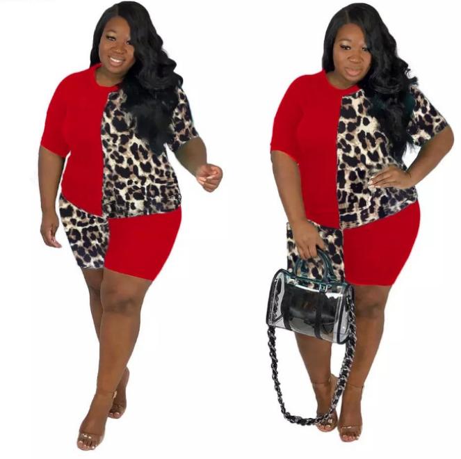 Red Leopard Patchwork Tracksuit Set