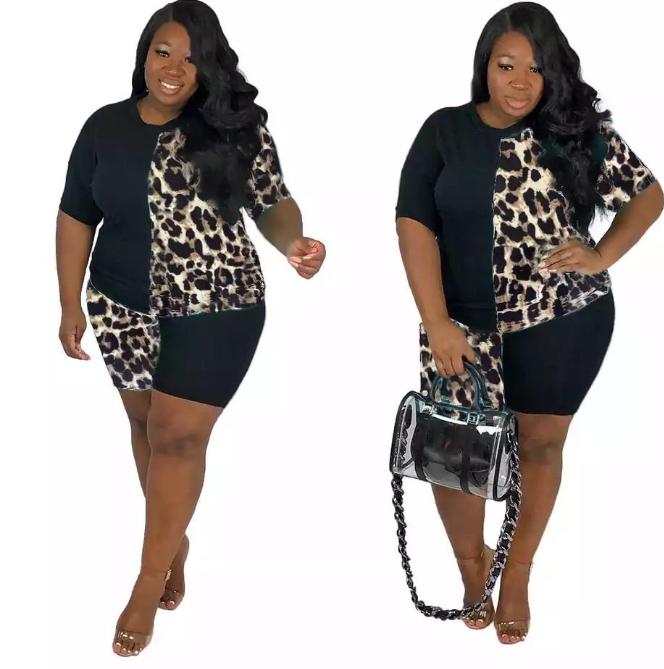 Black Leopard Patchwork Tracksuit Set