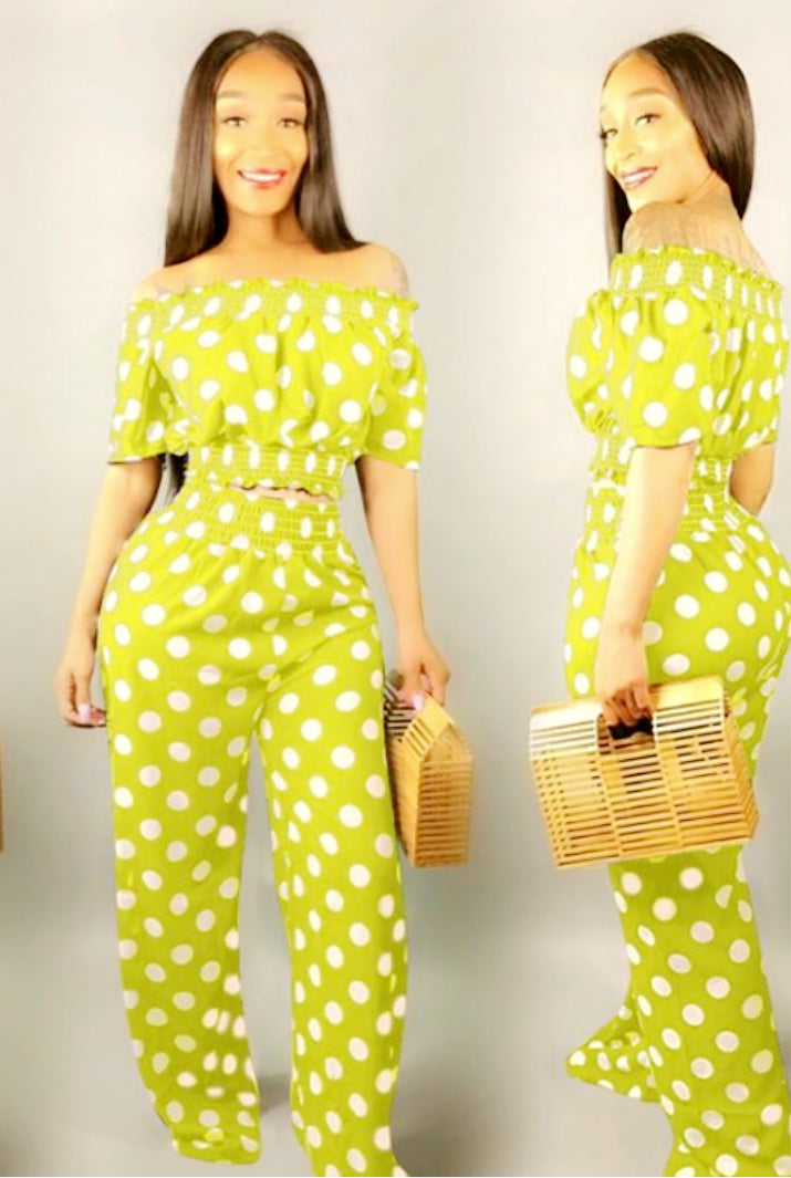 Green Polka Dot Tracksuit Set