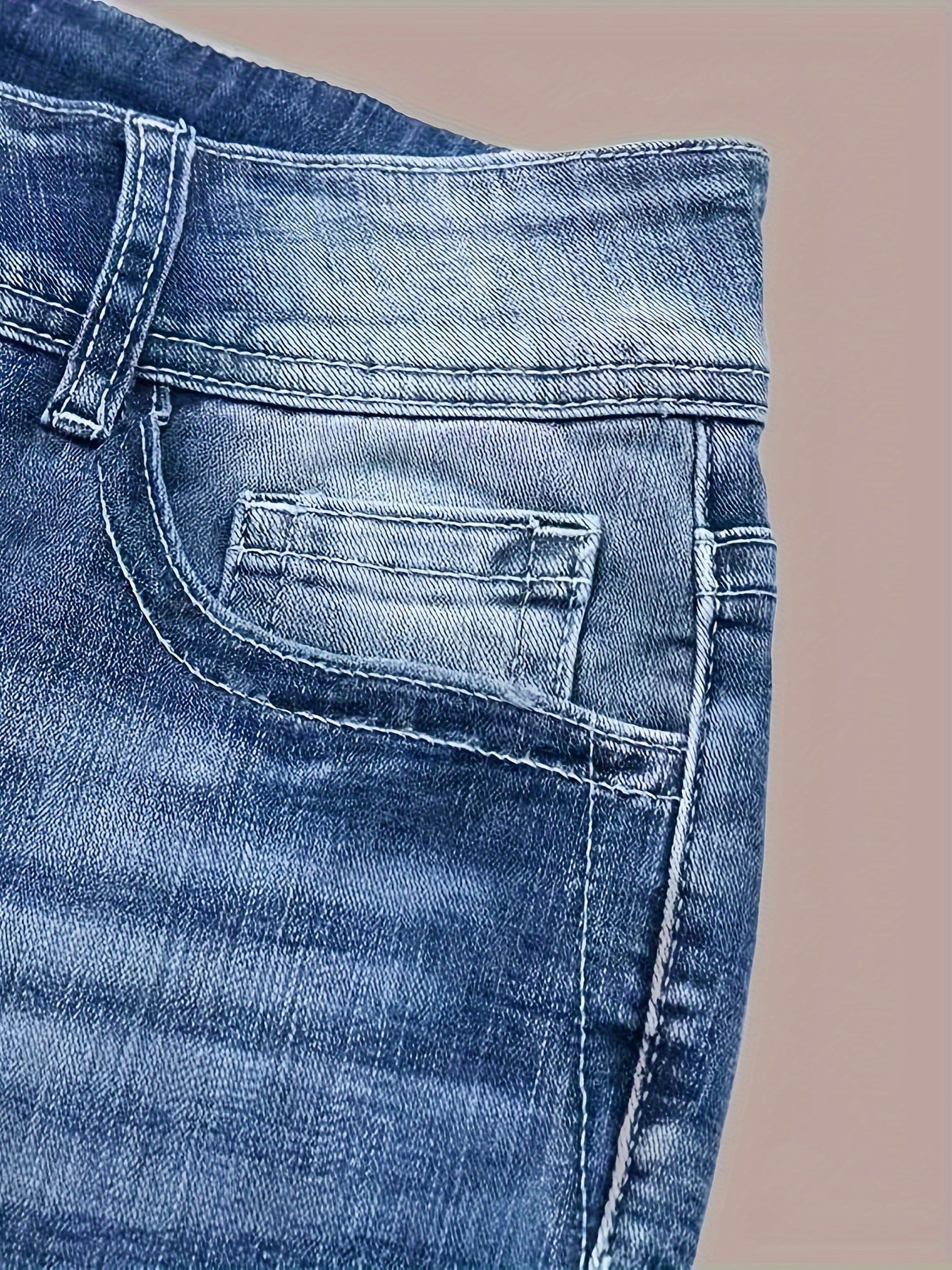 Women's Versatile And Fashionable Stretch Denim Bell Bottoms, Retro Street Style, Comfortable Embroidered Casual Jeans, Suitable For Daily Wear