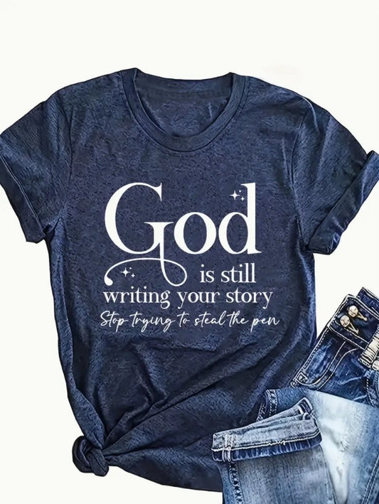 English Letters - Printed Round Neck Vest - Casual And Loose - Daily Wear - Women's Clothing