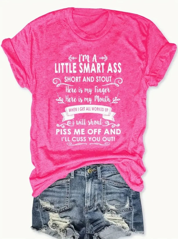 English Letters - Printed Round Neck Vest - Casual And Loose - Daily Wear - Women's Clothing